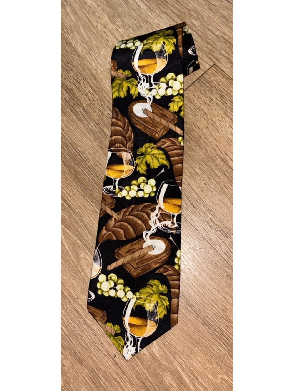 Vintage Di Cravatte Wine Cigar Tie Grapes Vineyard Novelty Necktie